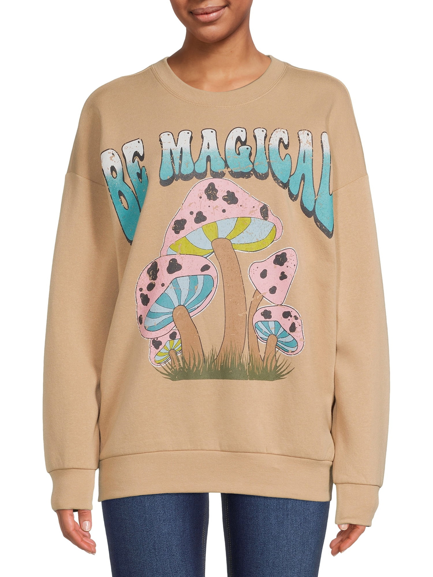 No Boundaries Junior's Graphic Print Tunic Sweatshirt - Walmart.com | Walmart (US)