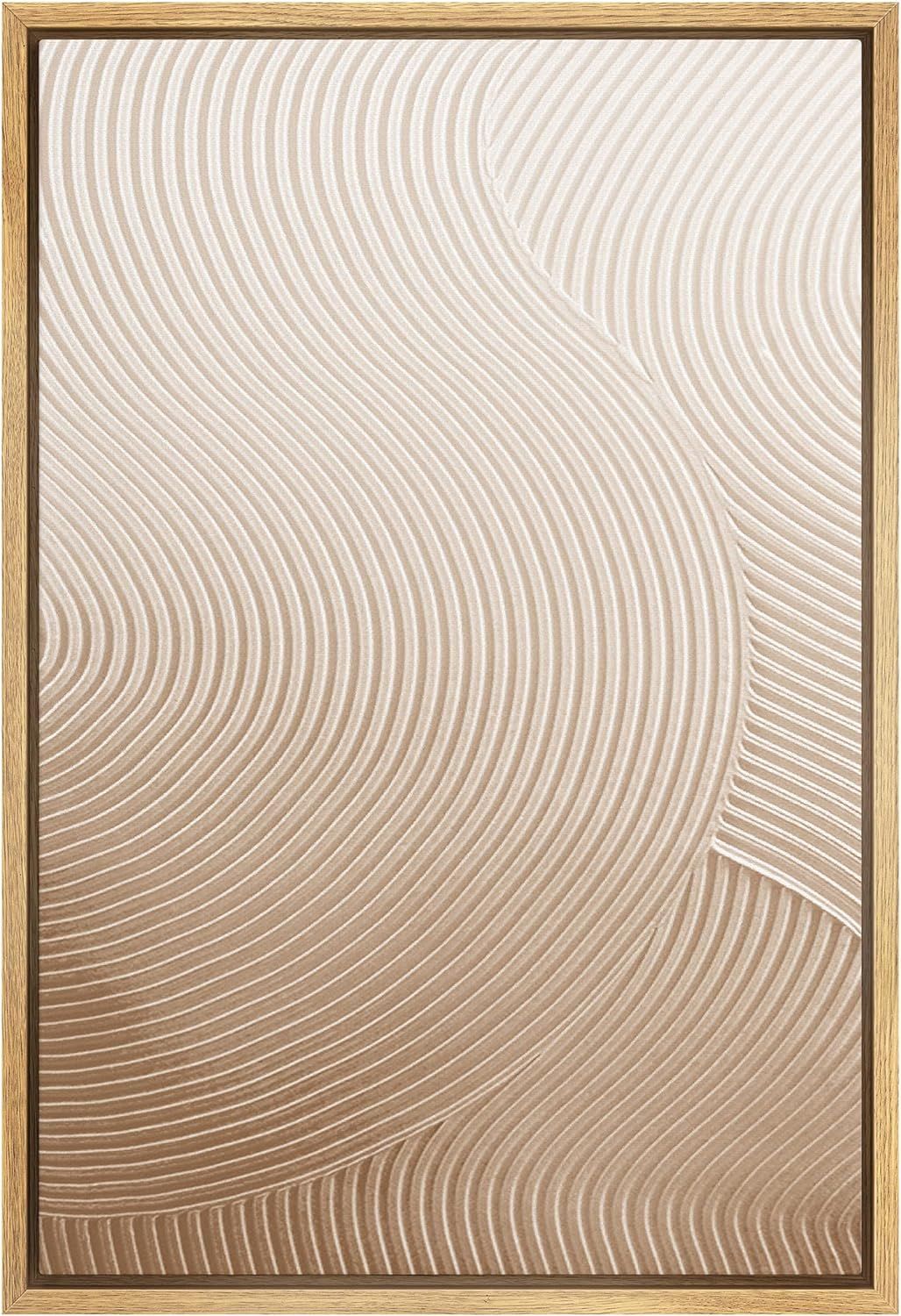 SIGNWIN Framed Canvas Print Wall Art Pastel Brown Geometric Wave Landscape Abstract Shapes Illust... | Amazon (US)