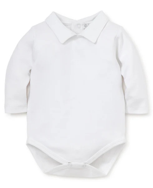 White Kissy Basics Long Sleeve Collar Bodysuit | Kissy Kissy