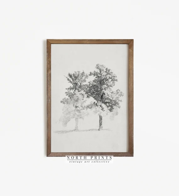Tree Drawing Print  Vintage Botanical Sketch Art PRINTABLE | Etsy | Etsy (US)