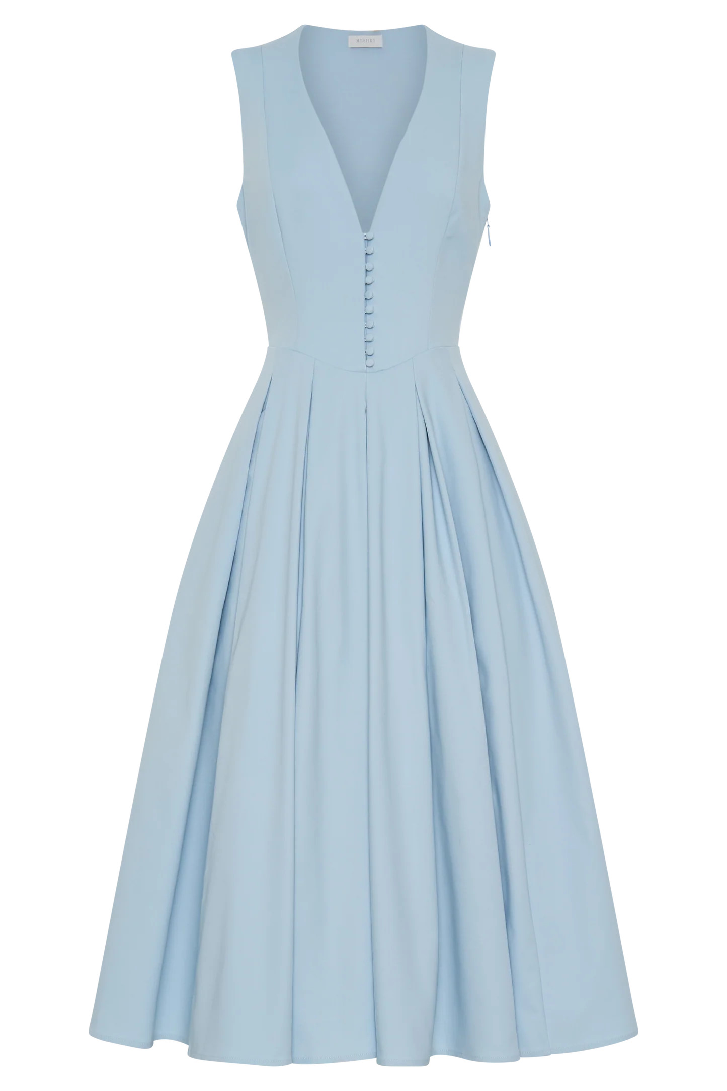 Keely Cotton Sleeveless Midi Dress - Sky Blue | MESHKI US