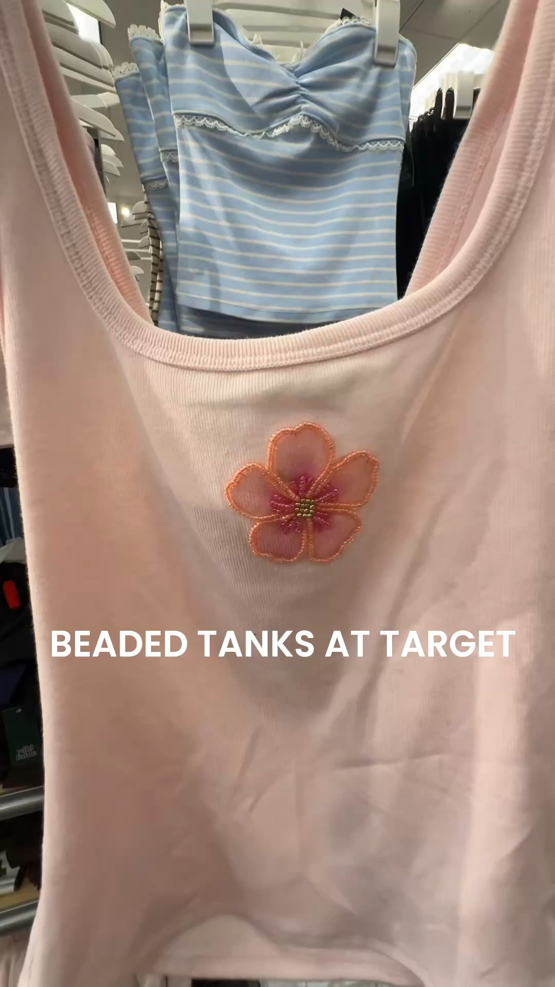 how cute are these beaded tanks at target! Need all of them for our beach trip 🩵 #targetfinds #beadedtank #vacationoutfit #beachoutfit