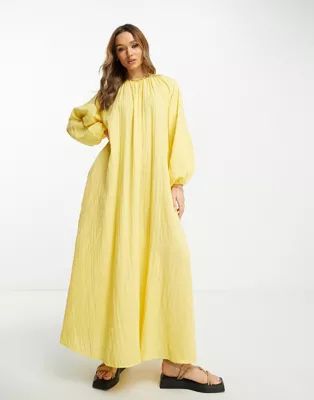 ASOS DESIGN double cloth trapeze maxi dress in yellow | ASOS (Global)