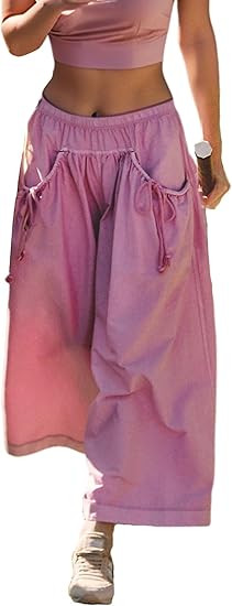Arssm Women's Wide Leg Pants Casual Lounge Elastic Waist Capri Hiking Pants with Drawstring Pocke... | Amazon (US)