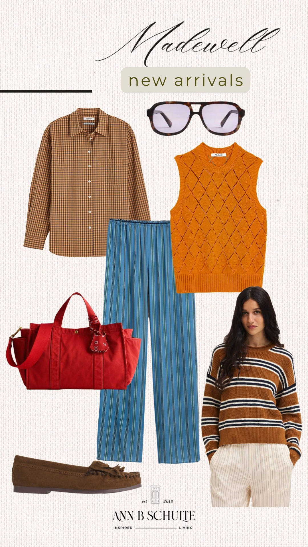 Madewell new arrivals are bringing the perfect mix of classic style and fresh seasonal color. Think cozy striped sweaters, relaxed trousers, textured knits, and polished button downs that make everyday outfits feel effortlessly elevated. Pops of orange, blue, and red add a fun twist to those timeless wardrobe staples. Finished with easy loafers and statement accessories, these pieces are made for mixing, matching, and wearing on repeat. A fresh wardrobe update with plenty of everyday style built in. 🧡🤎✨

#Madewell #MadewellNewArrivals #NewArrivals #FallFashion #FallStyle #EverydayStyle #ClassicWardrobe #CasualChic #WardrobeEssentials 

 #LTKootd