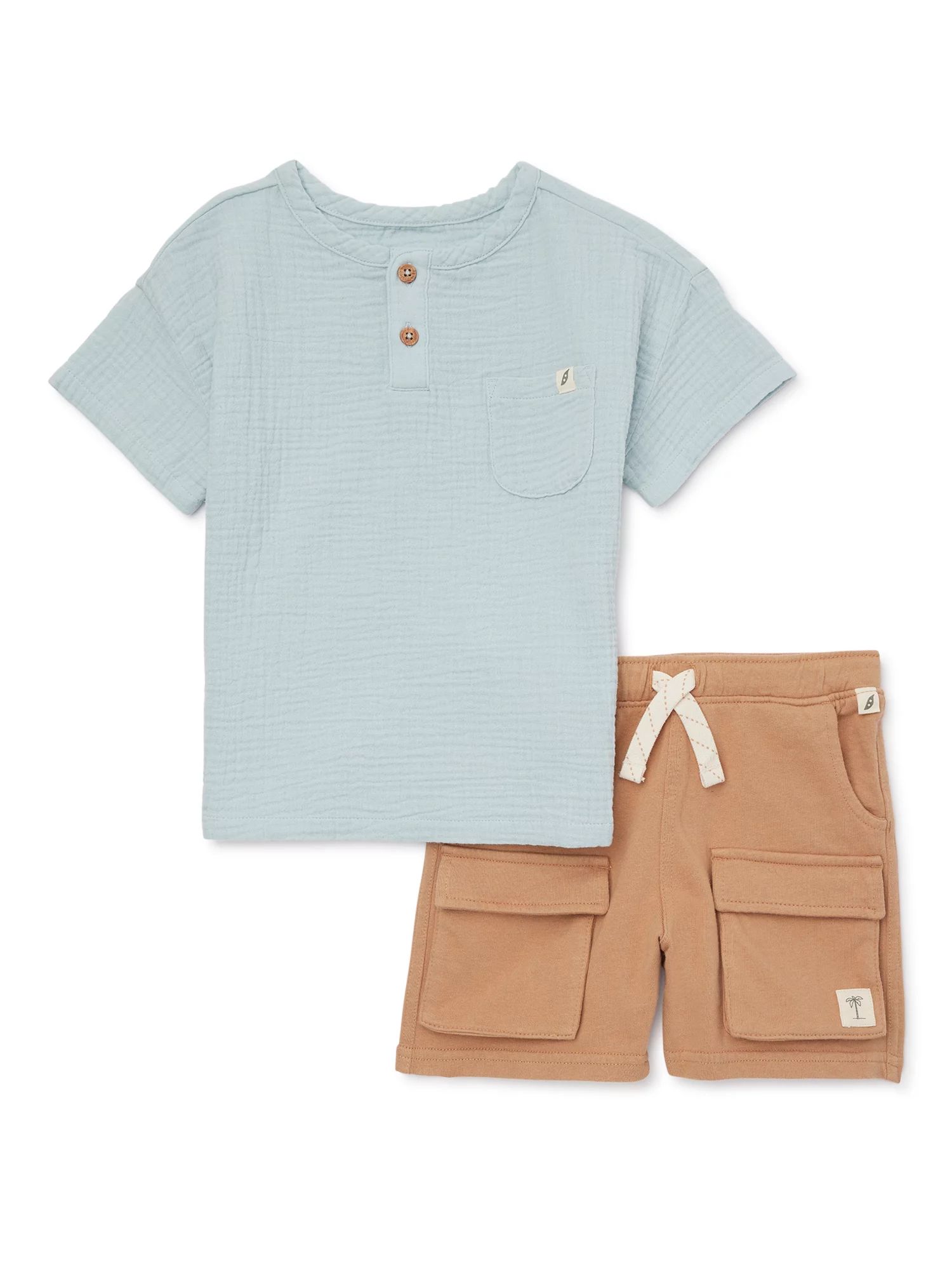 easy-peasy Baby and Toddler Boys Henley Shirt and Shorts Outfit Set, 2-Piece, Sizes 12M-5T | Walmart (US)