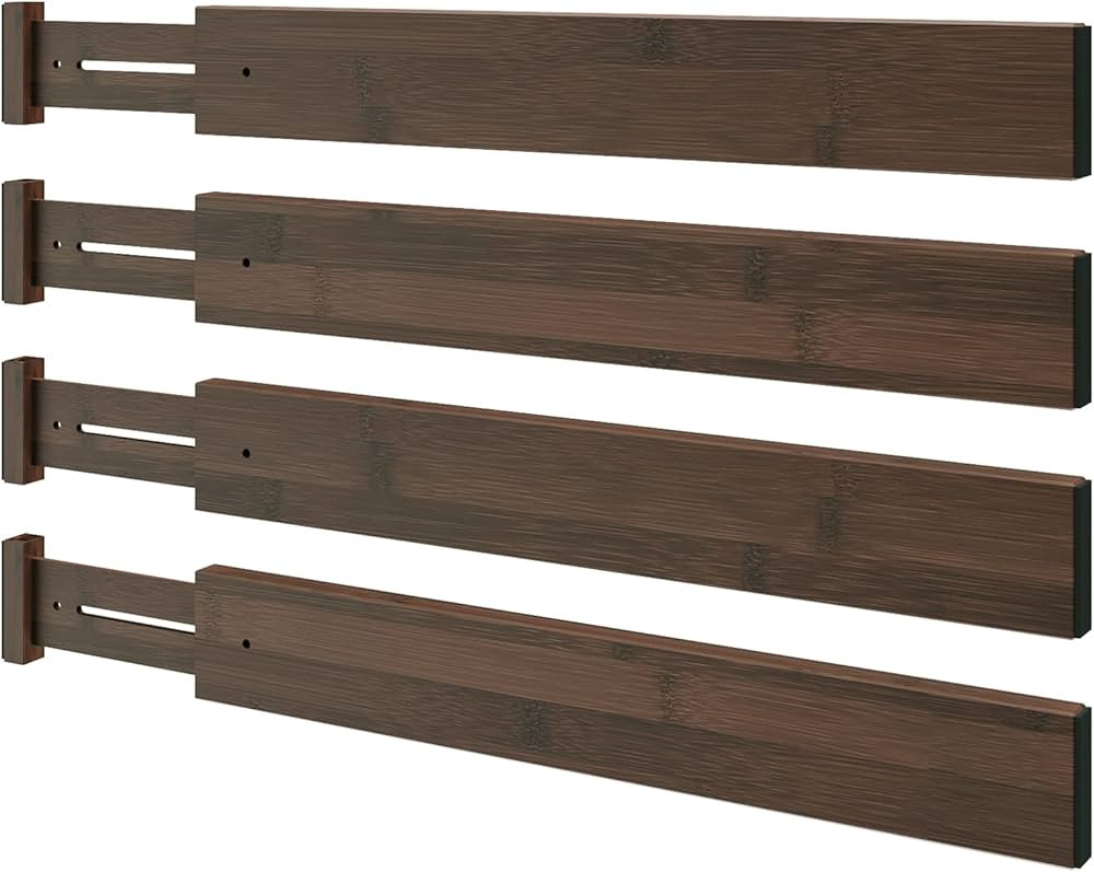 BAMEOS Drawer Divider,Expandable Bamboo Separators Adjustable Utensil Knife Fork Tool Kitchen Org... | Amazon (US)