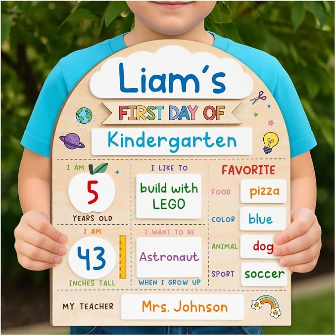 My First Day of School Sign 12"x10", First and Last Day of School Board with Marker, Reusable Bac... | Amazon (US)
