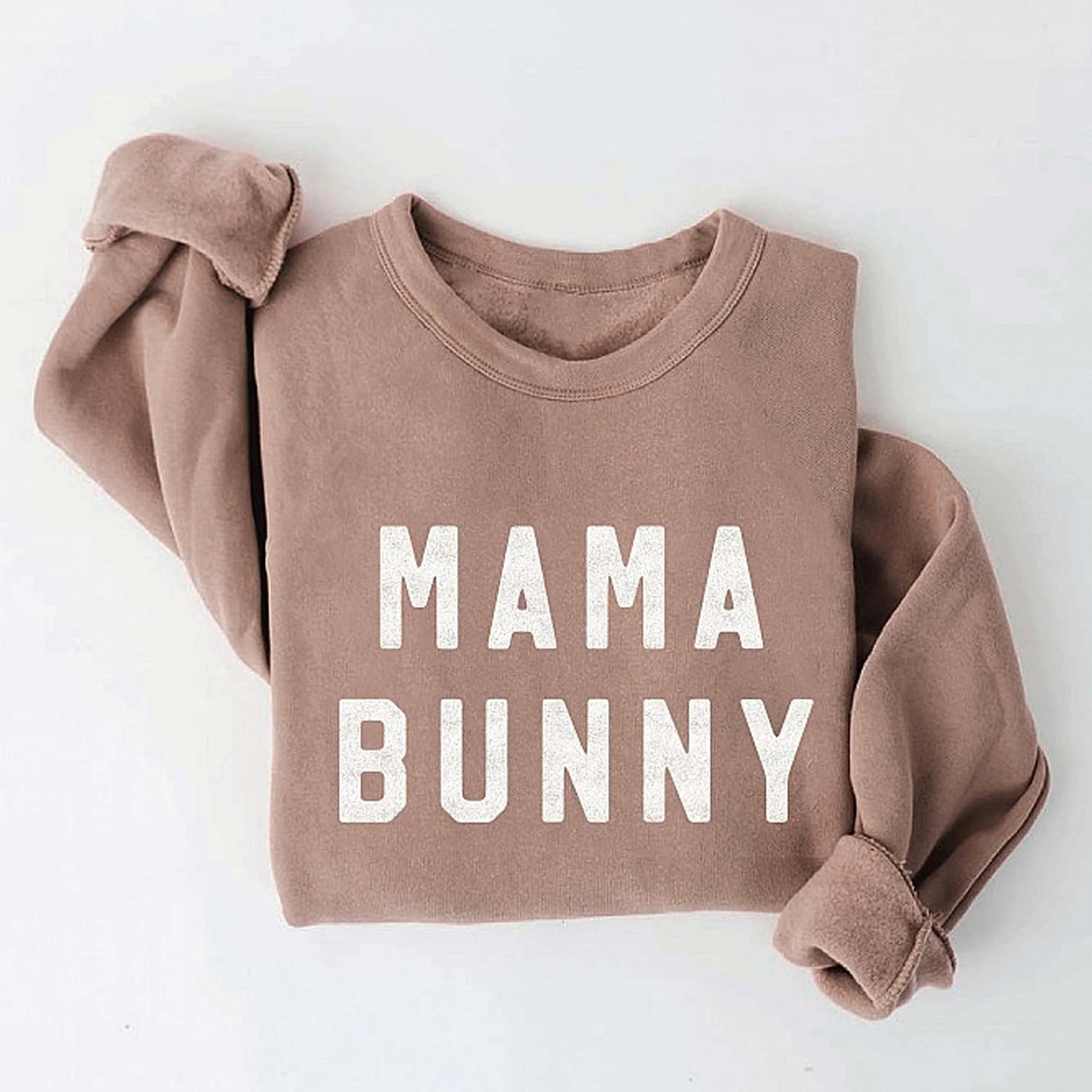 Mama Bunny Graphic Fleece Sweatshirt, Tan | SpearmintLOVE