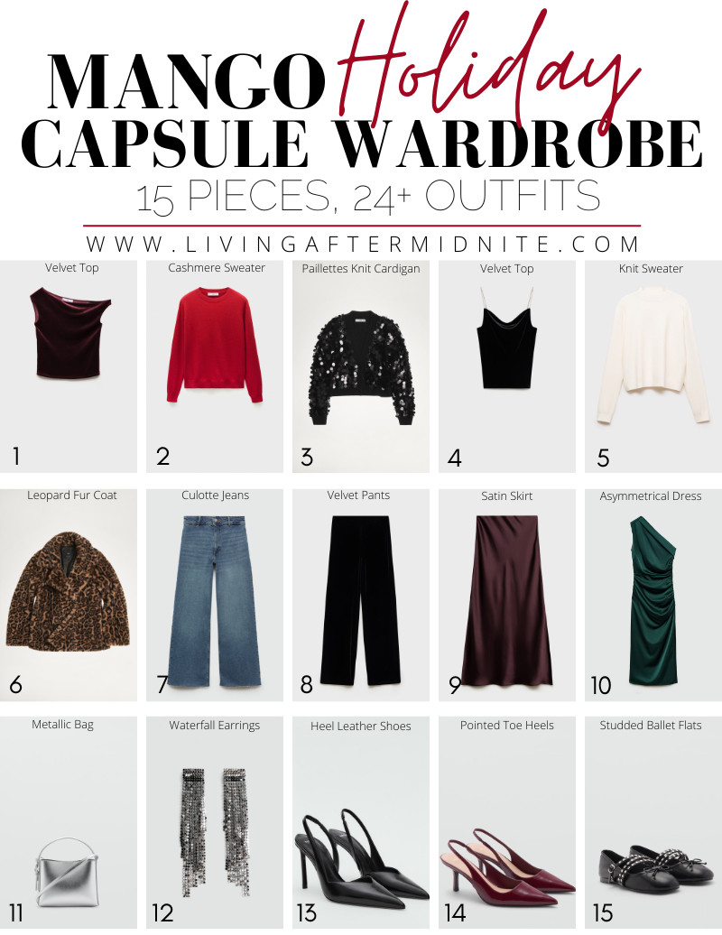 Mango Holiday Capsule Wardrobe, 15 Pieces, 24+ outfits! Christmas Outfits, holiday outfits, Holiday party outfit 

 #LTKHoliday #LTKSeasonal #LTKStyleTip