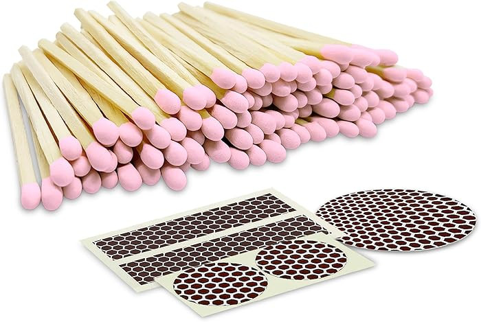 2" Light Pink Tip Safety Matches | Set of 100+ Bulk Artisan Matchsticks with Striker Stickers by ... | Amazon (US)