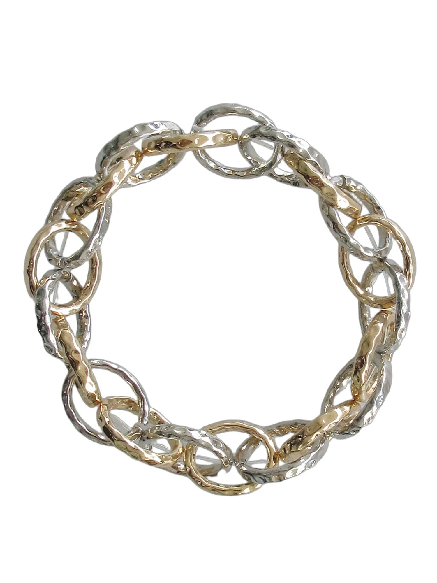 Time and Tru Women's Inter Locked Loop Two Tone Plating Bracelet Zinc Alloy/CZ | Walmart (US)