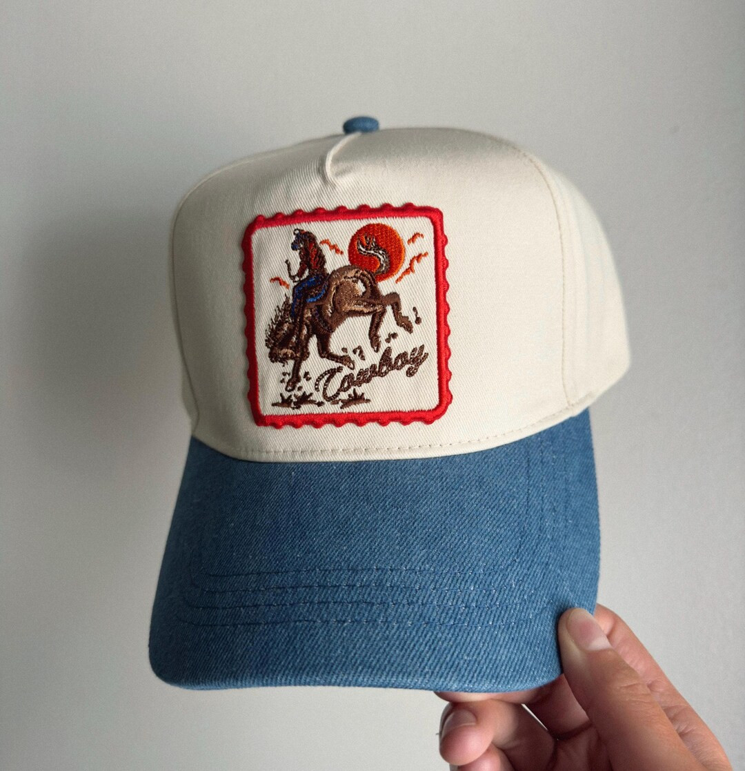 Denim Cowboy Trucker Hat: Rodeo, Western Style, Patch Hat - Etsy | Etsy (US)