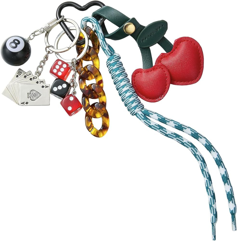 Designer Rope Bag Charm Cherry Purse Charms for Handbags 8 Ball Keychain for Backpacks Wallets Ca... | Amazon (US)