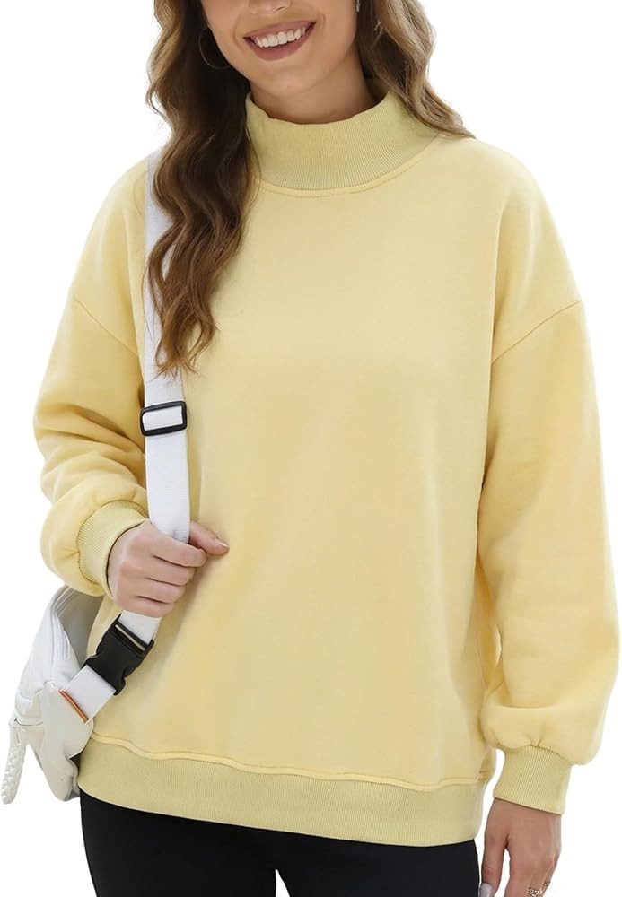 Yimoon Mock Neck Sweatshirt Women Trendy Turtleneck Tops Fleece Lined Pullover Loose Long Sleeve 2025 Fall Outfit | Amazon (US)