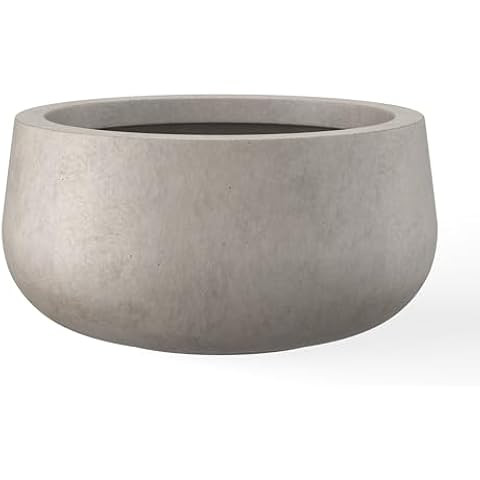 Kante 19.9" Dia Round Concrete Planter, Outdoor/Indoor Large Bowl Plant Pots with Drainage Hole a... | Amazon (US)
