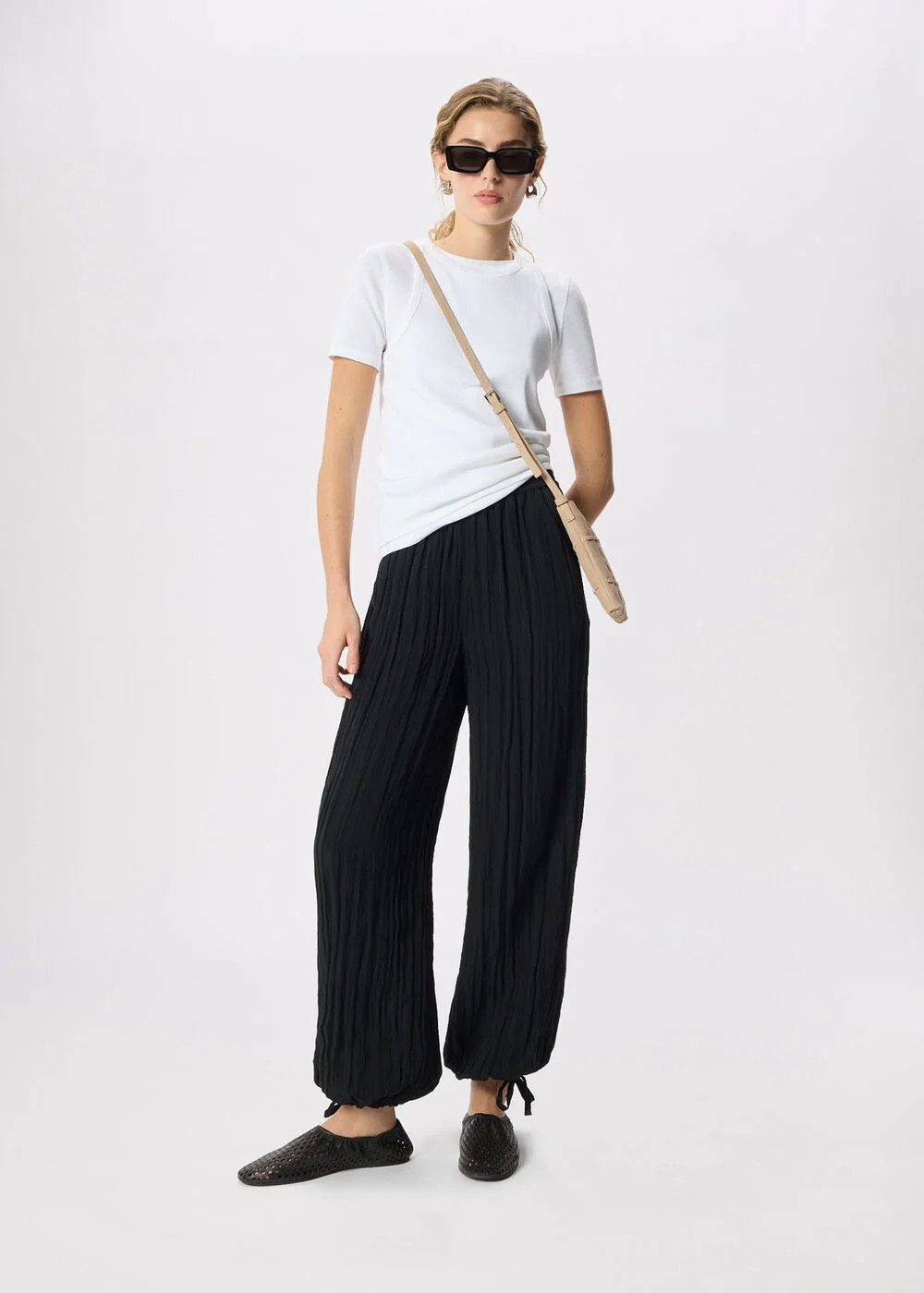 Black Balloon Tie Hem Trouser | WHISTLES | Whistles UK | | Whistles