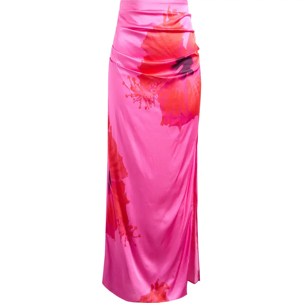 Good American Satin Maxi Skirt in Pink Hibiscus002 at Nordstrom, Size 4 | Nordstrom