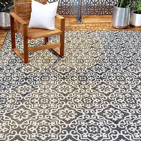 Nicole Miller New York Patio Country Danica Transitional Geometric Indoor/Outdoor Area Rug, Black... | Amazon (US)