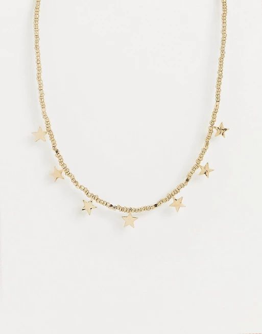 Pieces necklace with star pendants in gold | ASOS (Global)