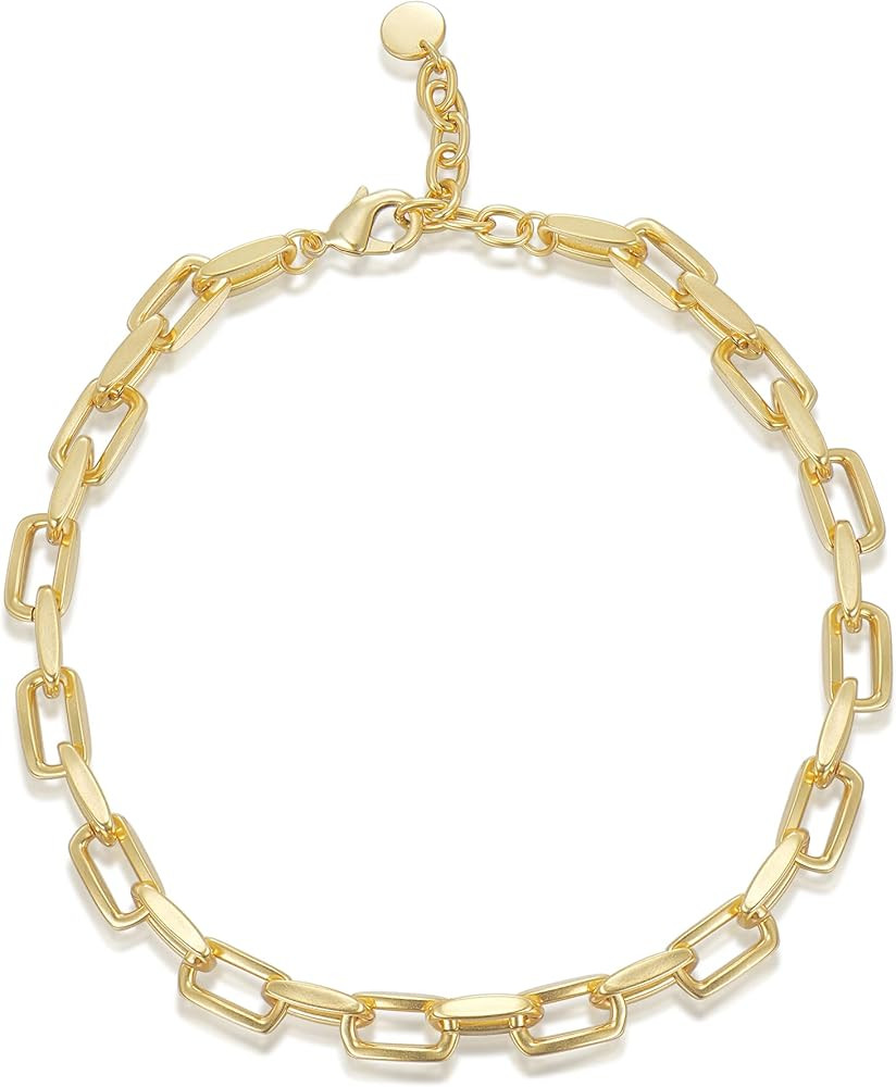 QOZAINE Solid 18K Real Gold Plated Chain Necklace for Women Teen Girls，Thick Chunky Gold Chain ... | Amazon (US)