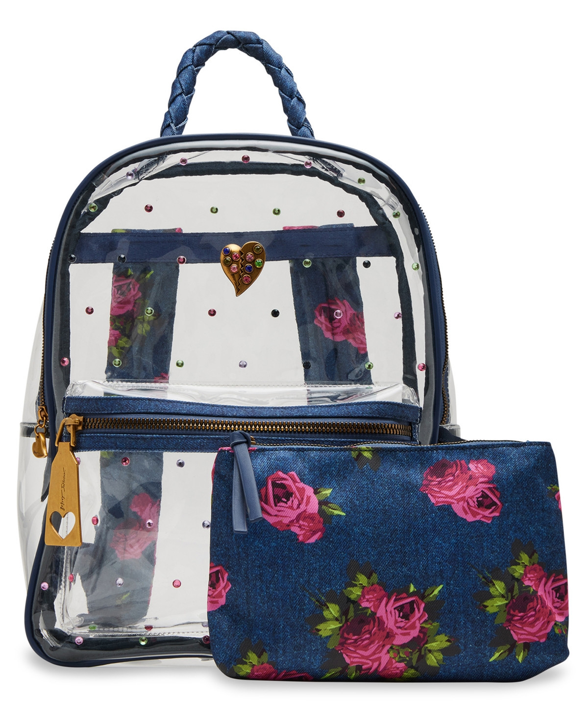 Betsey Johnson Clear Denim With Pouch Medium Backpack - Denim | Macy's