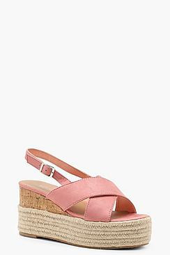 Cross Strap Espadrille Flatform Wedges | Boohoo.com (US & CA)