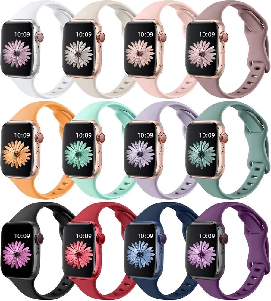 Lerobo 12 Pack Slim Bands Compatible with Apple Watch Band 38mm 40mm 41mm 42mm 44mm 45mm 46mm 49m... | Amazon (US)