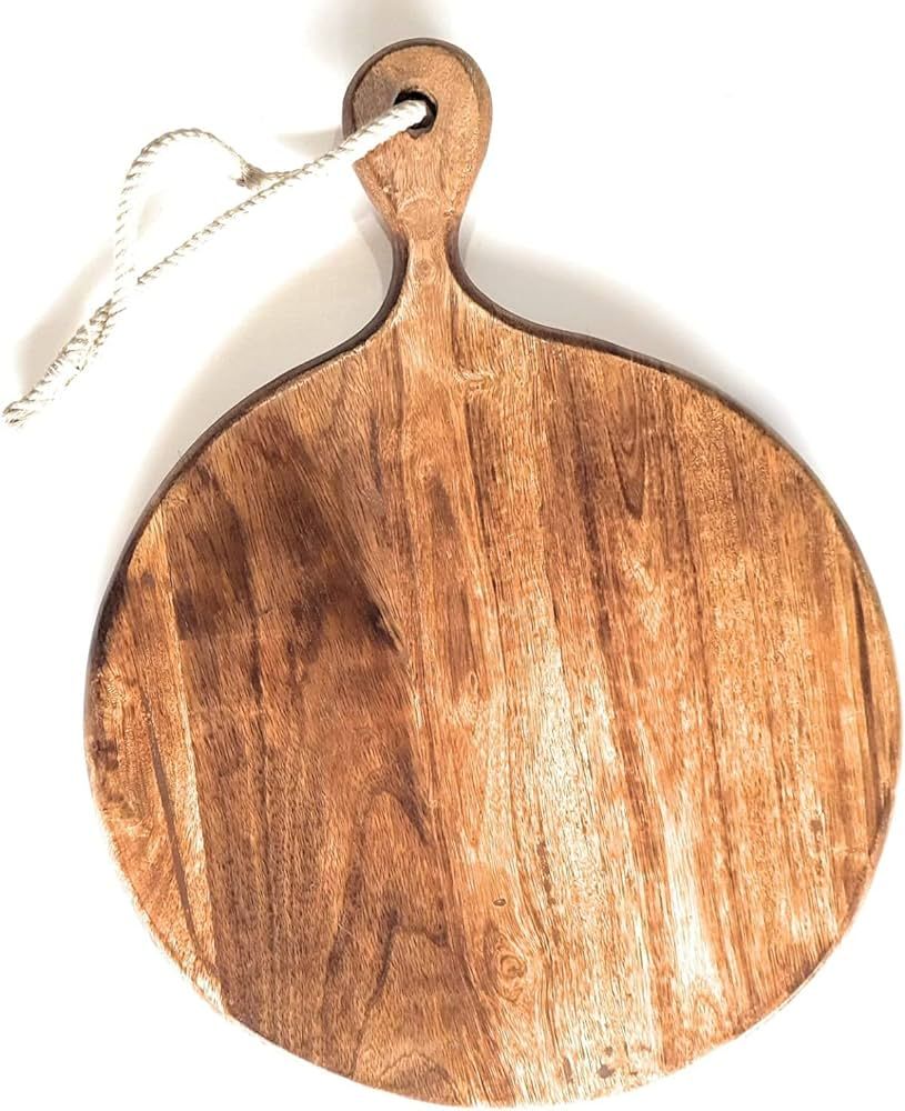 Father's Day Gifts Wooden Round Chopping Board with Handle & Rope for Hanging, Pizza Serving Tray... | Amazon (US)