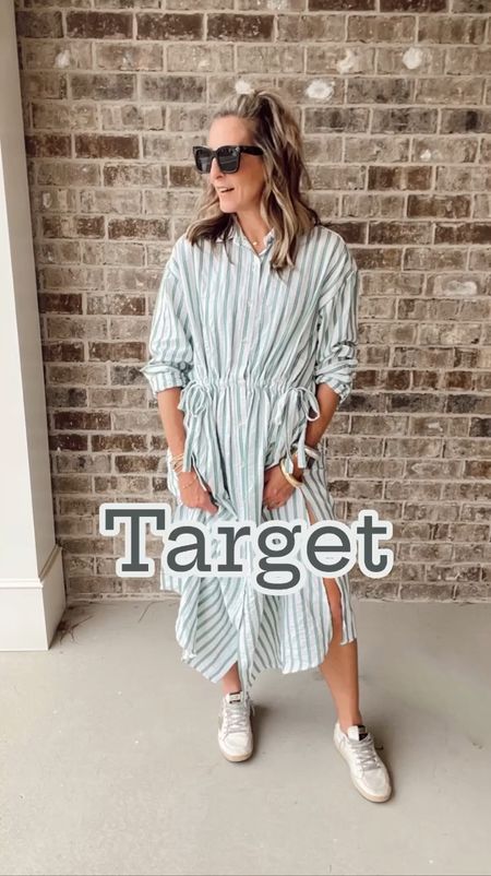 Target long sleeve cinch waist dress (free people look alike) for $35. Oversized look - pair it with your favorite sneakers - (green sneakers linked) comes in four colors! 

#LTKstyletip #LTKfindsunder50 #LTKworkwear