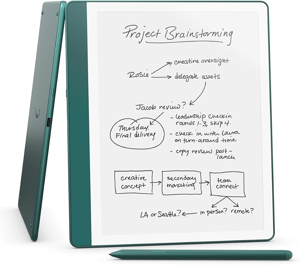 Amazon Kindle Scribe Essentials Bundle including Kindle Scribe (64GB) - Metallic Jade, Premium Pe... | Amazon (US)