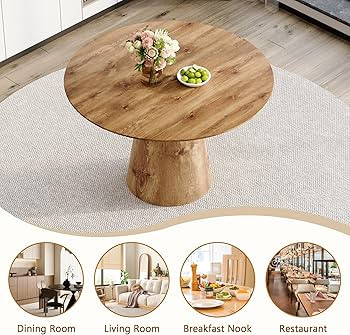 Round Dining Table 45'' | Wood Dining Room Table for 4-6 | Space Saving Round Kitchen Table for K... | Amazon (US)