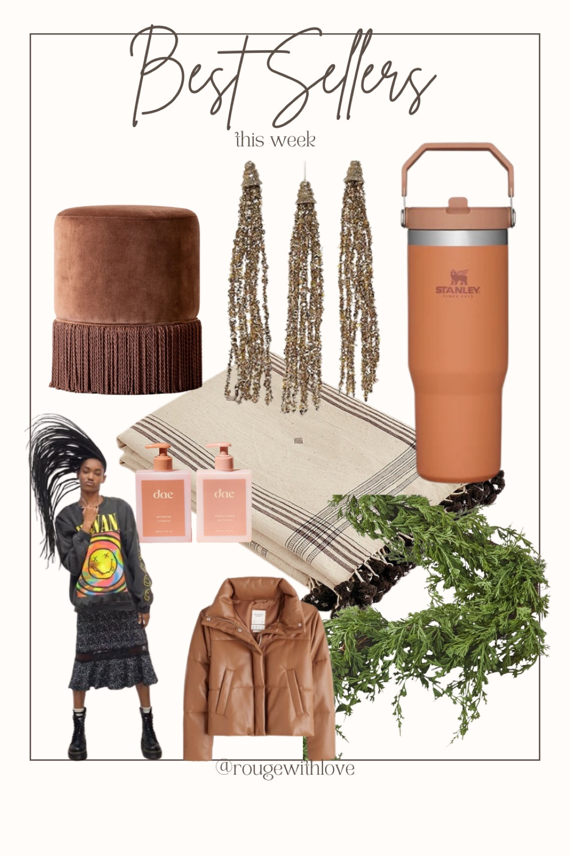 This weeks best sellers! McGee & co ottoman, Christmas ornaments, Christmas Harland, mantle decor, Stanley tumbler, dae shampoo, Abercrombie jacket, urban outfitters, nirvana sweatshirt

#LTKCyberweek #LTKGiftGuide #LTKsalealert