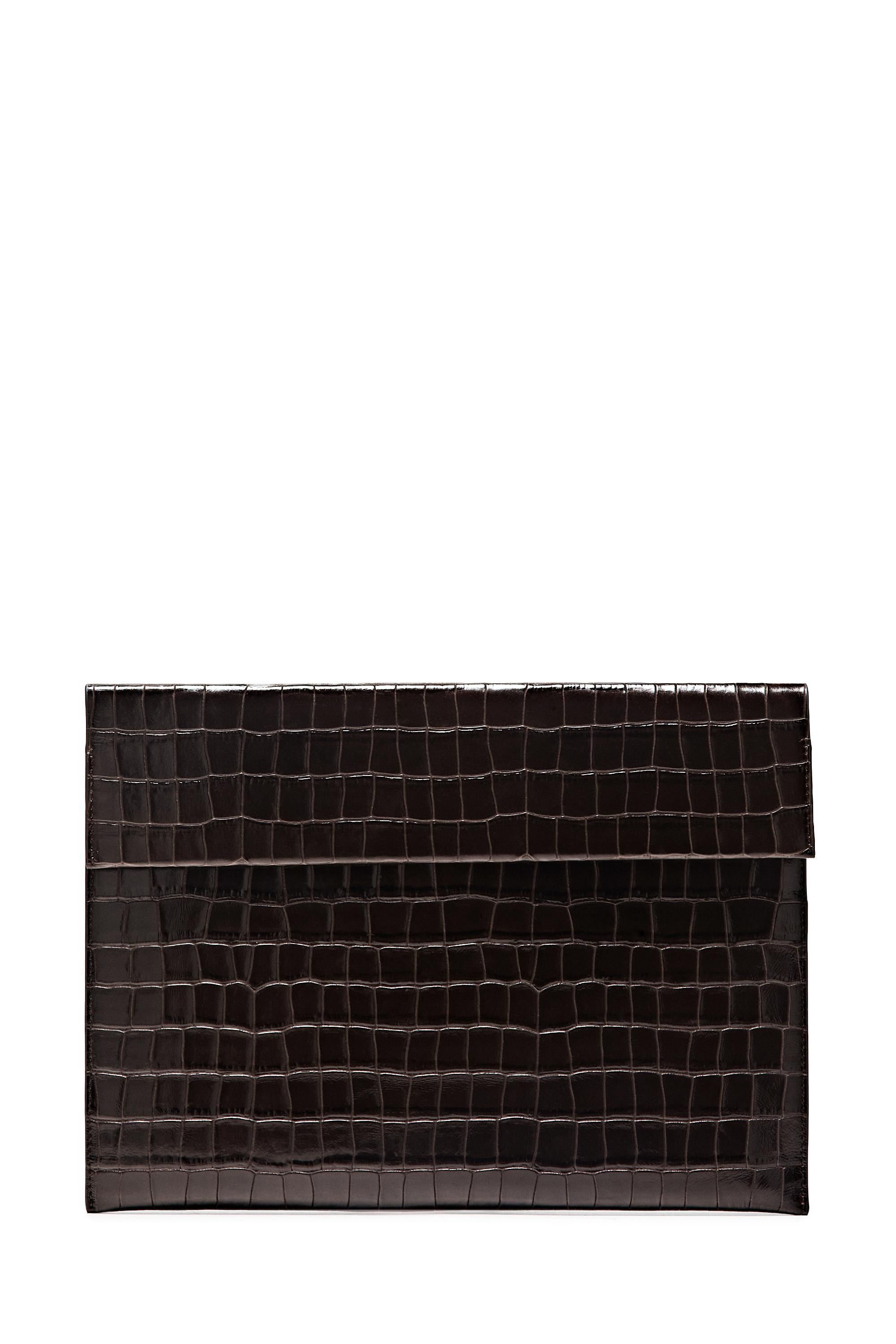 Textured laptop sleeve - BROWN | Massimo Dutti UK