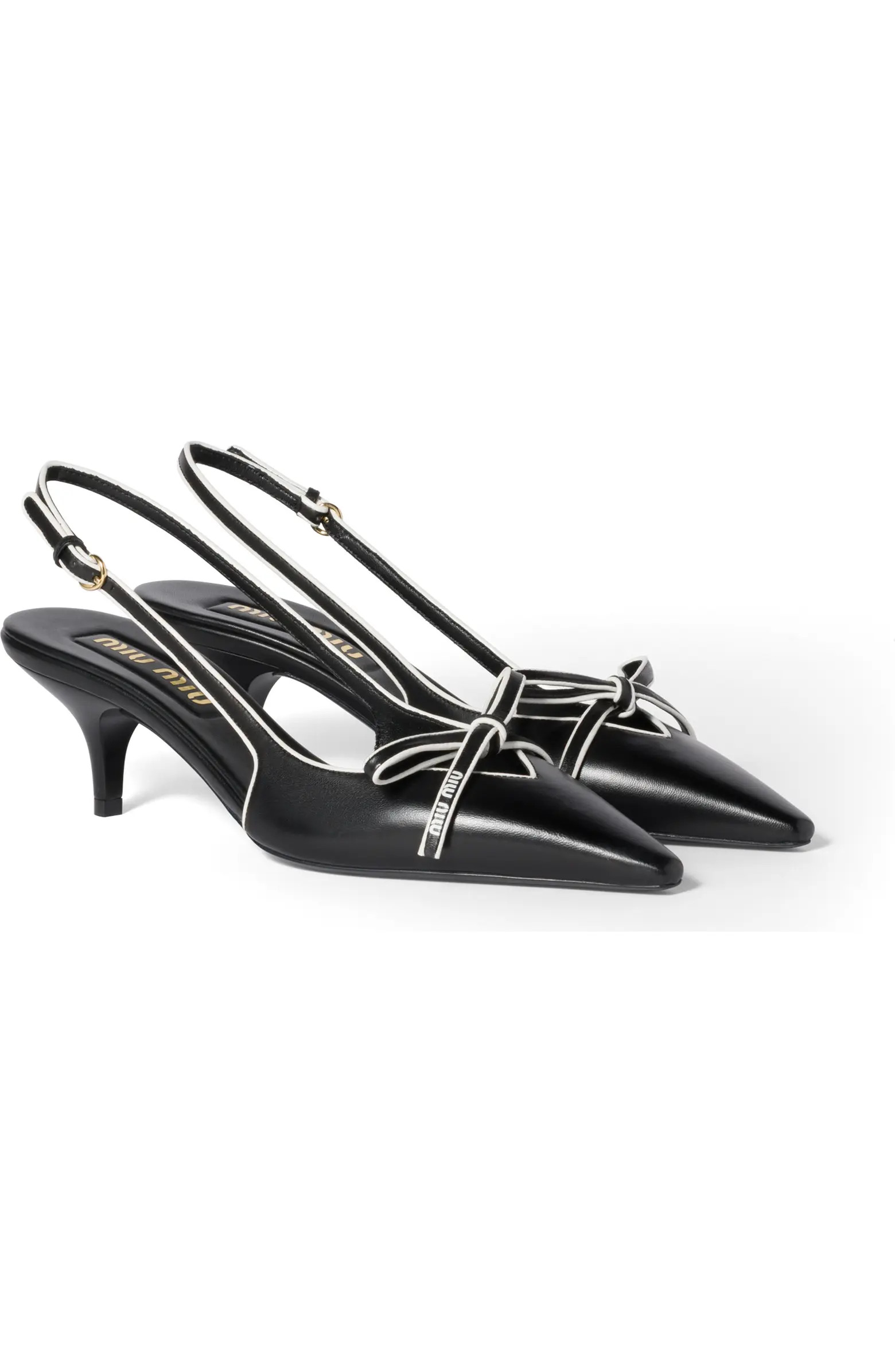 Miu Miu Bow Slingback Kitten Heel Pump (Women) | Nordstrom | Nordstrom