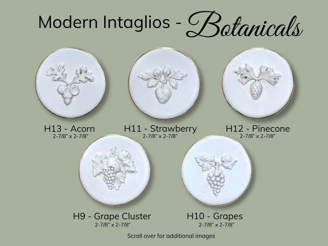 Botanical Intaglios: Flower, Acorn, Strawberry, Grape and Pinecone | Etsy (US)