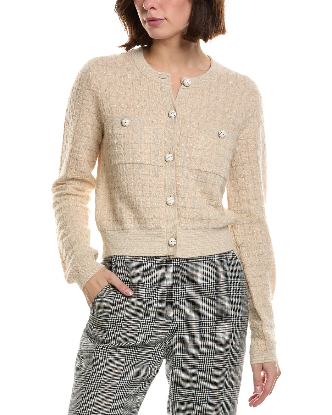 FRAME The Lurex Check Alpaca-Blend Cardigan | Rue La La