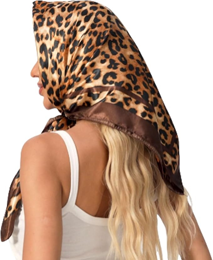 Leopard Print Head Scarf for Women Like Silk Satin Scarf for Hair Wrapping at Night Bandana Squar... | Amazon (US)