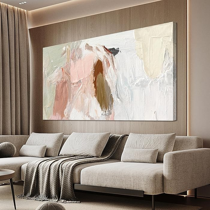 Canvas Wall Art Decor Large Wall Art Pictures For Living Room Pink and White Wall Art Decor Abstr... | Amazon (US)