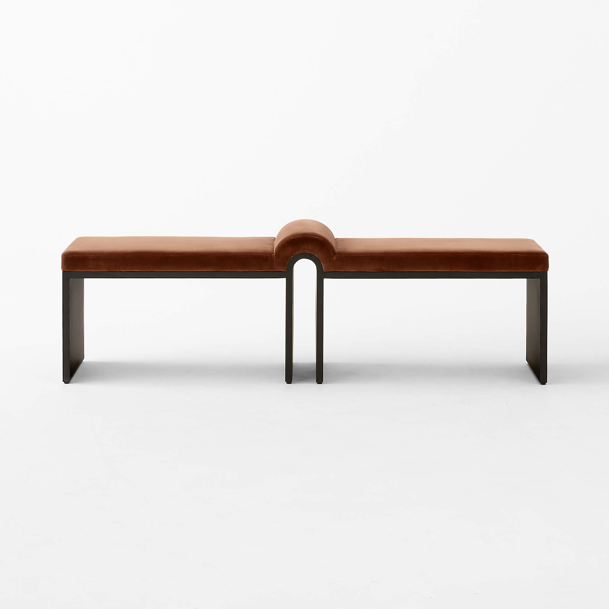 Arc 67" Bronze Brown Velvet Bench + Reviews | CB2 | CB2