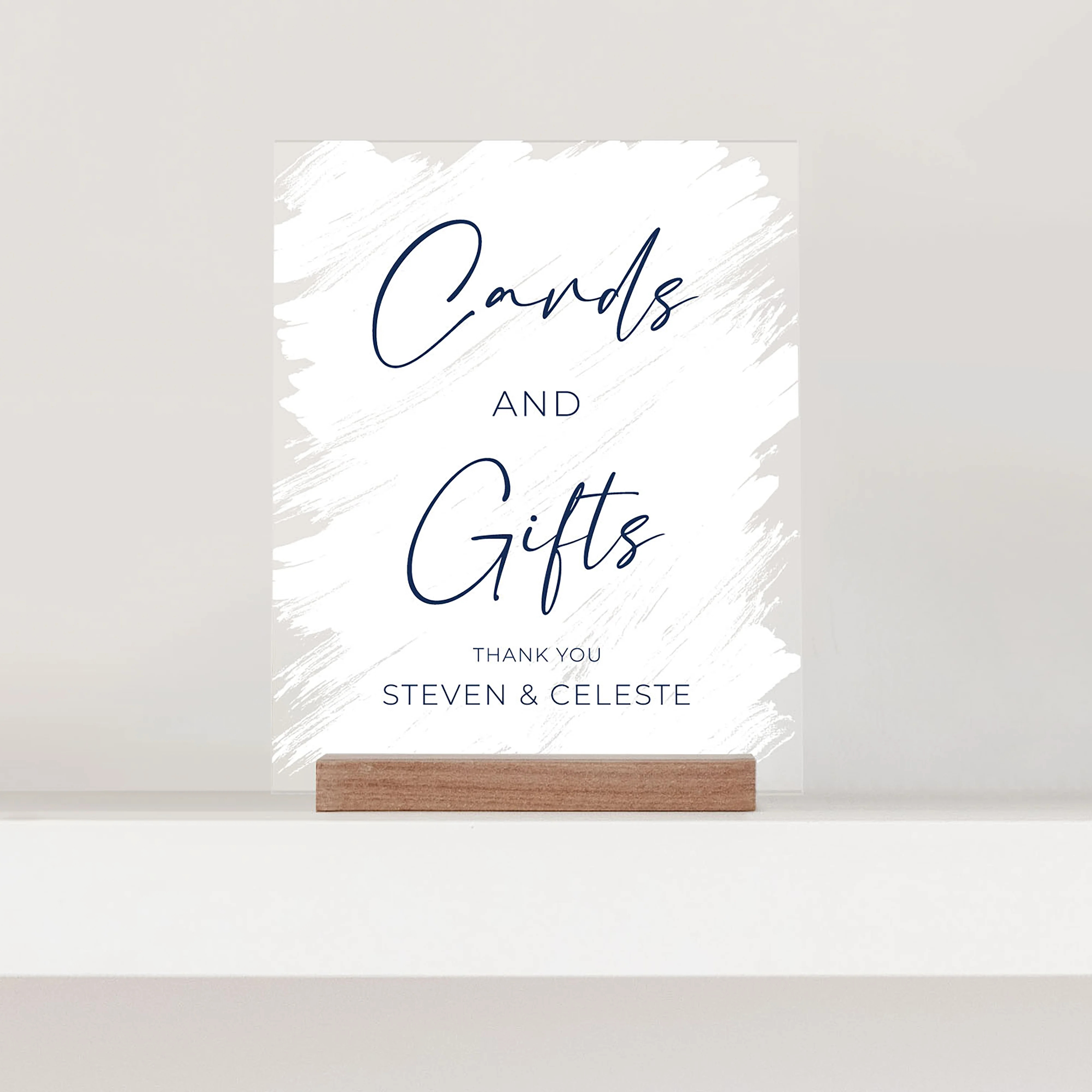 Small Brushed Acrylic Cards & Gifts Sign | Vertical Olivia | Circle and Square Decor 