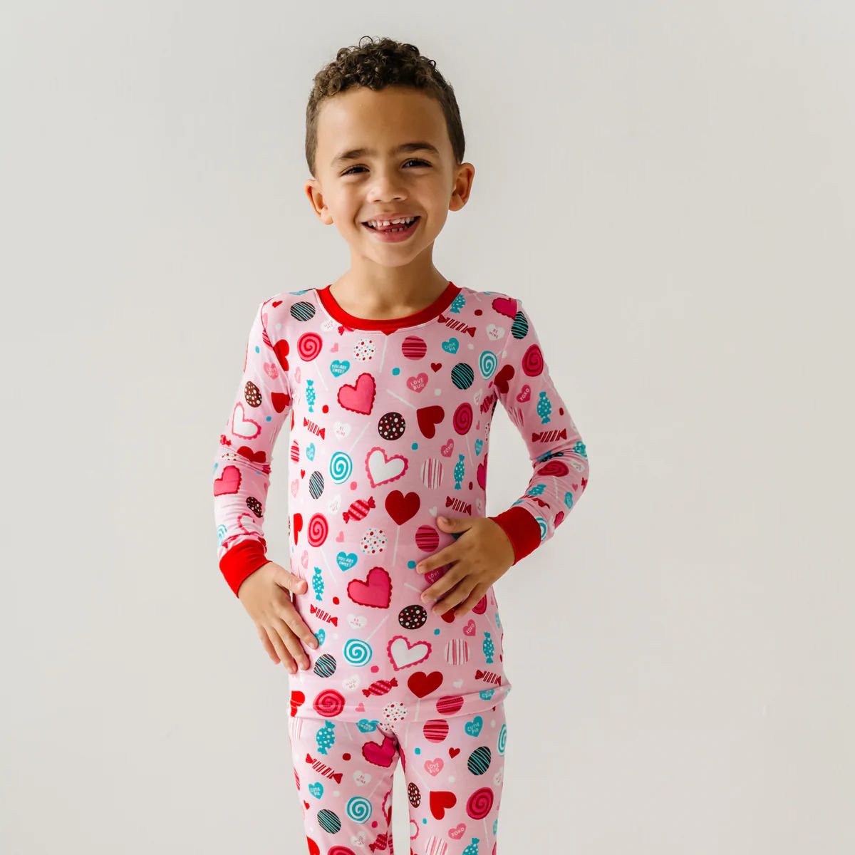 Pink Sweet Valentine Two-Piece Bamboo Viscose Pajama Set | Little Sleepies