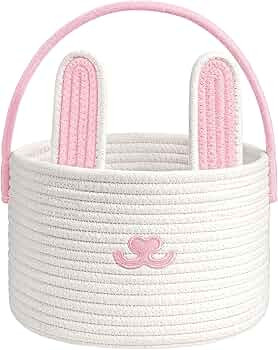 HiChen Baby Easter Basket Empty Gift Basket, Woven Rope Basket with Handles, Easter Bunny Baskets... | Amazon (US)