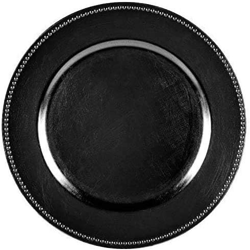Tiger Chef Round Chargers for Dinner Plates - Charger Plates Black Beaded - 13-inch Wedding Charger  | Amazon (US)