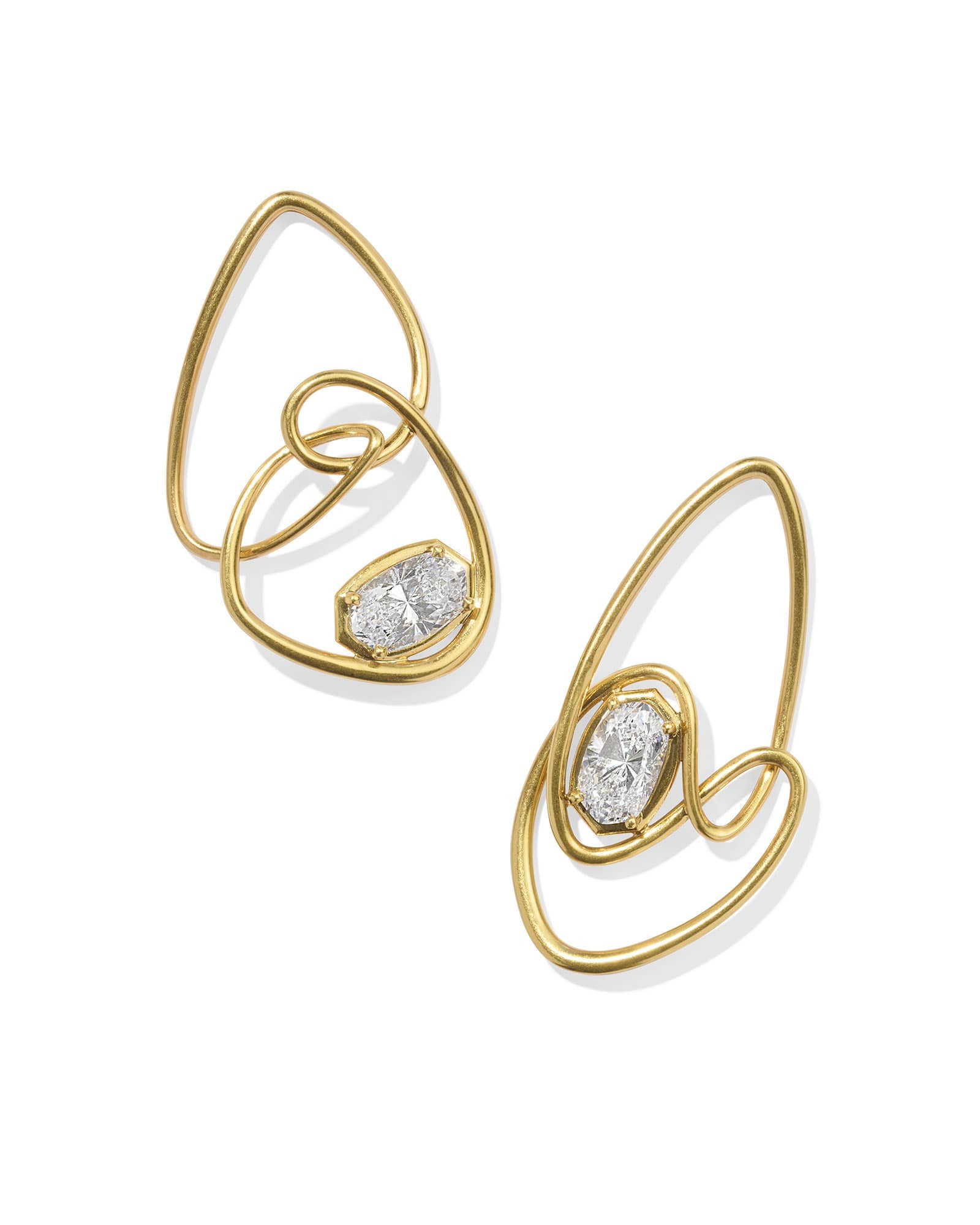 Kendra Scott Myles Vintage Gold Statement Earrings in White CZ | Crystal | Kendra Scott