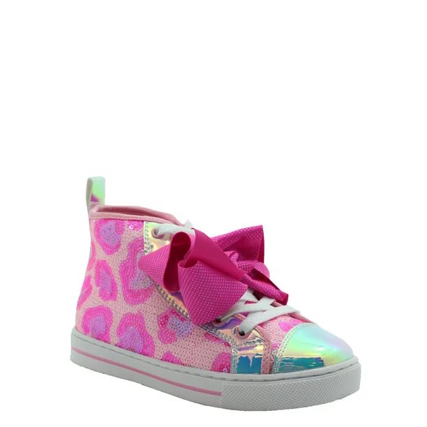 Nickelodon Jojo Siwa Little Girl & Big Girl Pink Leopard Athletic High Top Sneaker | Walmart (US)