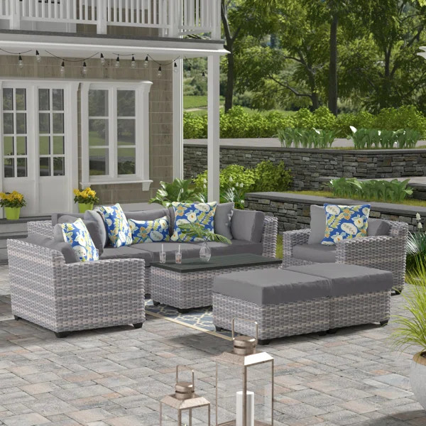 Merlyn Wicker/Rattan 7 - Person Seating Group with Cushions | Wayfair North America