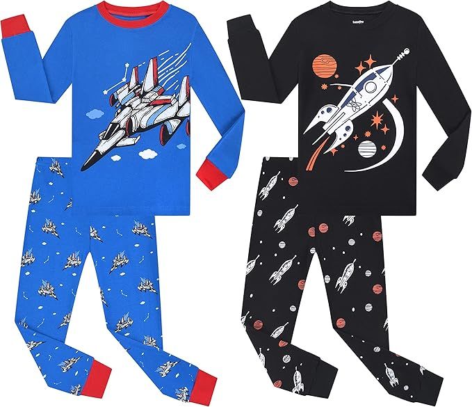 Benaive Pajamas for Boys, Pjs for Boy Cotton Pajama, 4-Piece Children Pants Set | Amazon (US)