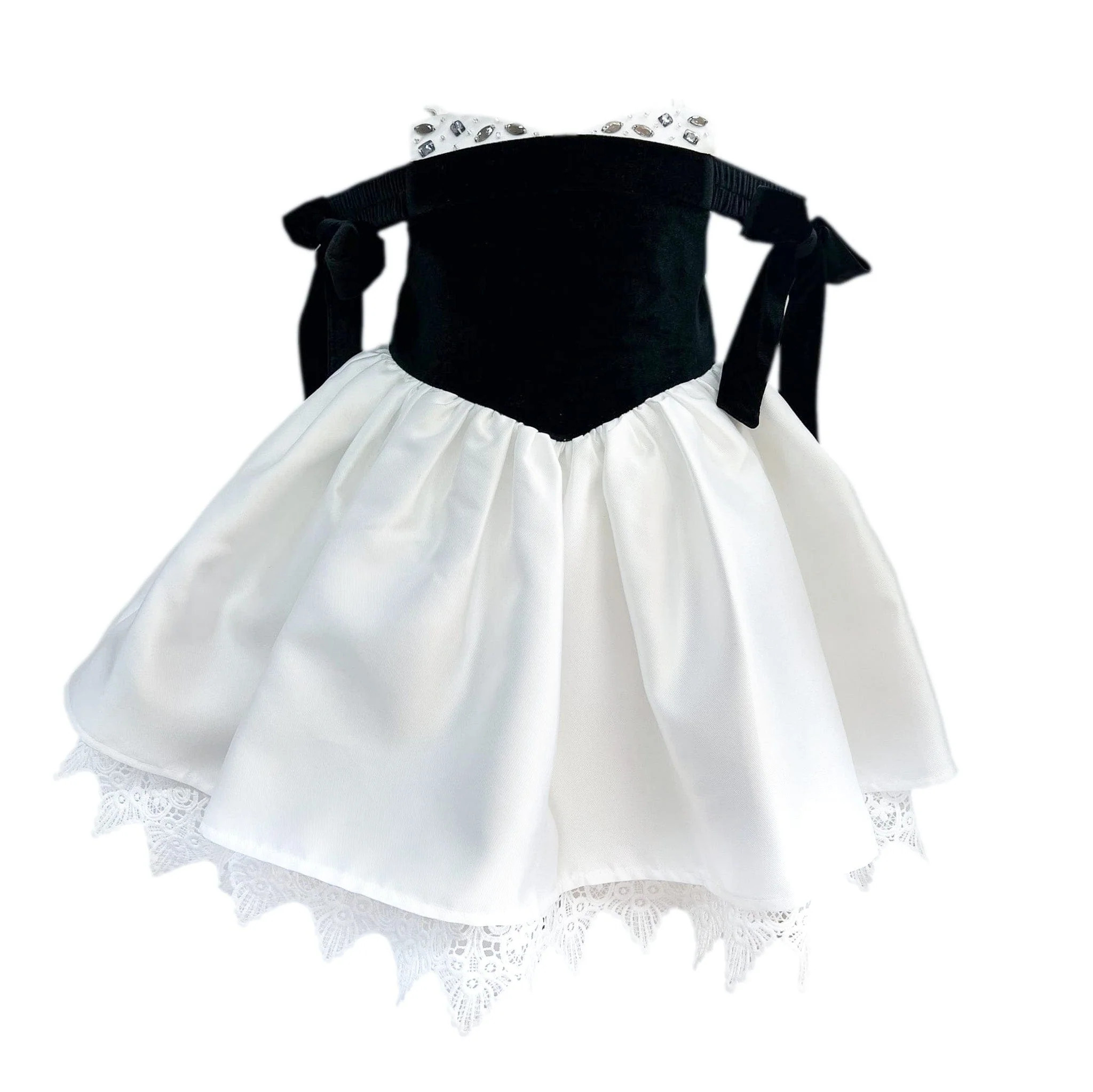 Audrey Black Velour Top and White Sateen Dress | petite maison kids