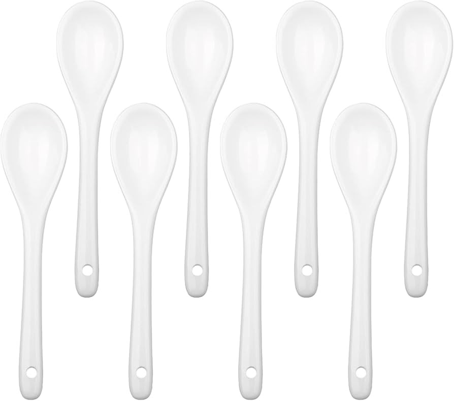 AceElite Espresso Spoons 8 Pieces, Ceramic Coffee Spoons Set, White Small Spoons for Coffee, Tea,... | Amazon (US)
